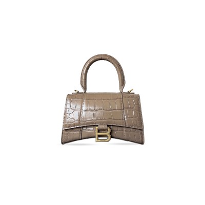 BALENCIAGA WOMEN'S HOURGLASS HANDBAG XS IN BROWN 5928331LL6Y3710 (18.8*13*7.9cm)